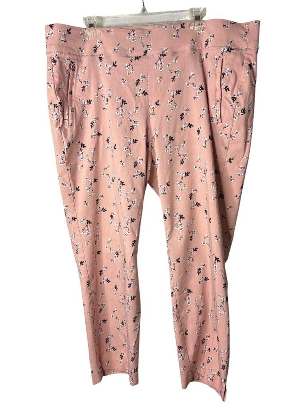 Lane Bryant The Allie Cropped Pants Size 22R Slim Leg Floral Elastic Waist